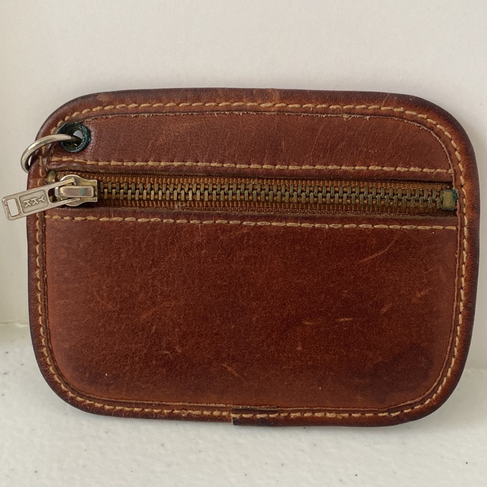 Vintage Brown Rugged Leather G.H. Bass Card And Coin Wallet